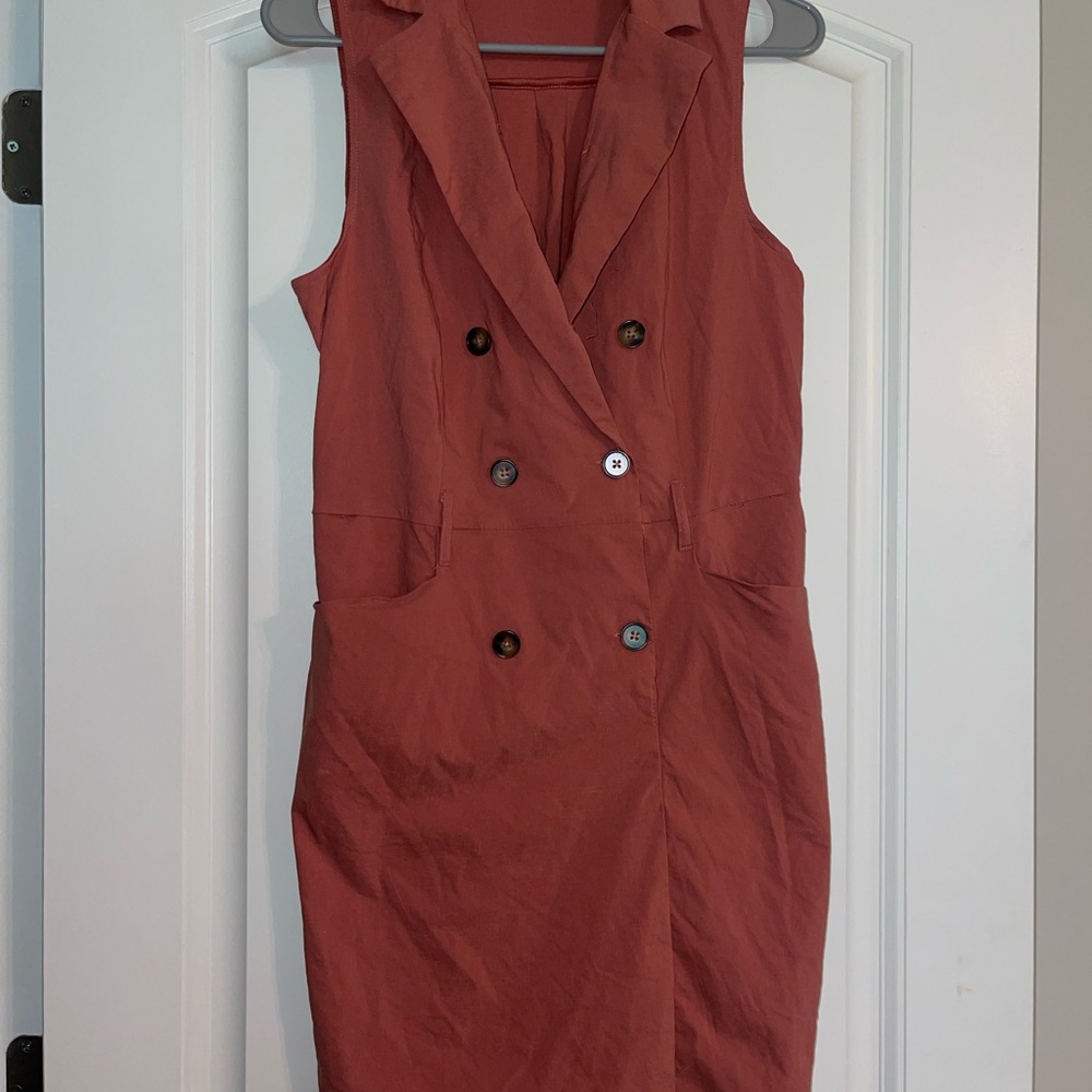 Haute Monde Orange Sheath Dress Notched Collar Sleeveless